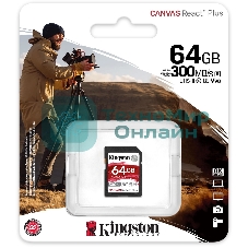Флеш карта SDHC 64Gb Kingston SDHC, UHS-I Class U3 V90, чтение: 300Мб/с, запись: 260Мб/с SDR2/64Gb