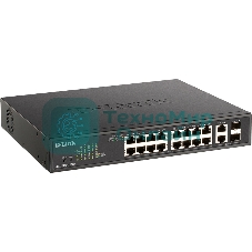 Коммутатор настраиваемый L2 D-Link DGS-1100-18PV2/A3A с 16 портами 10/100/1000Base-T и 2 комбо-портами 1000Base-T/SFP (16 портов PoE 802.3af/at, PoE-бюджет 130 Вт)