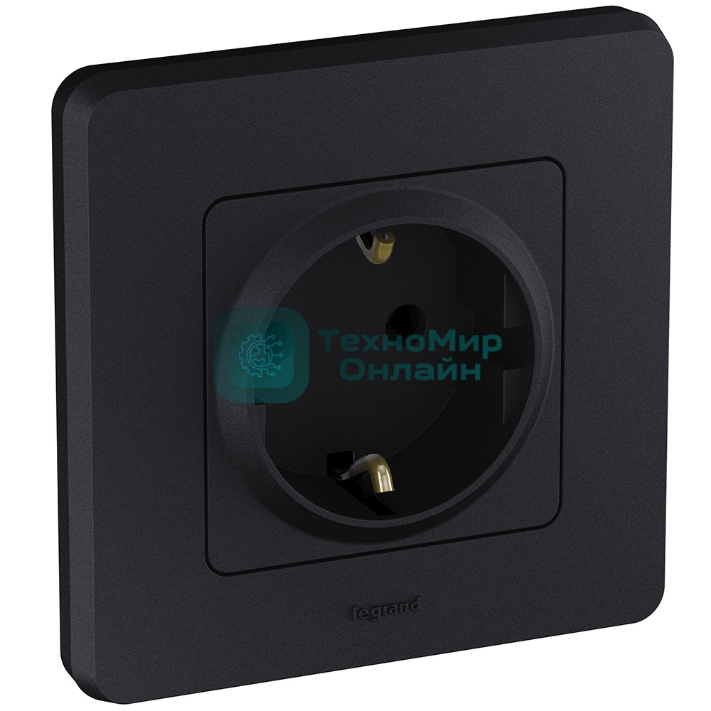Розетка 2К+З немецкий стандарт 16А 250 В антрацит