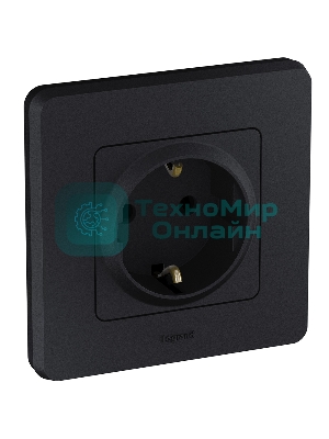 Розетка 2К+З немецкий стандарт 16А 250 В антрацит
