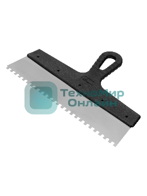 Шпатель из нержавеющей стали Сибртех 300 мм, зуб 6х6 мм, пластмассовая рукоятка