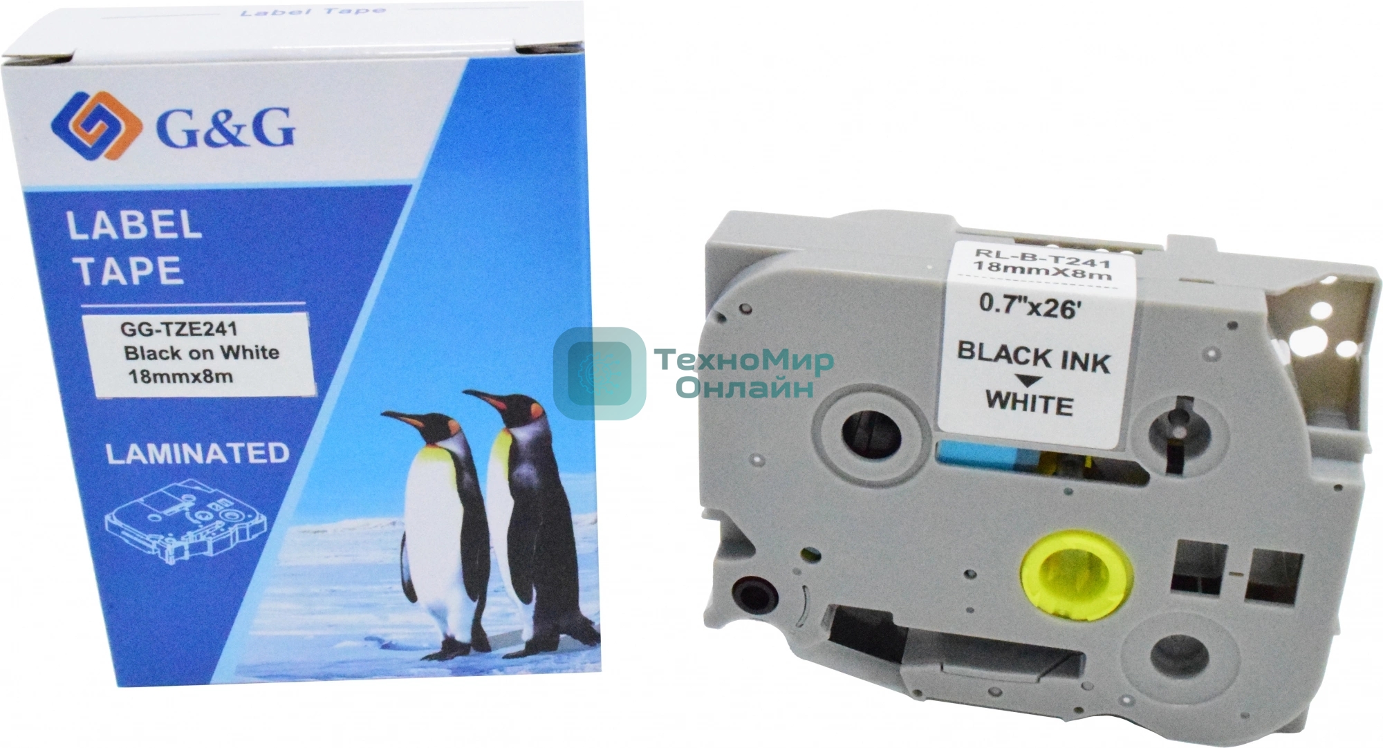 Картридж ленточный G&G GG-TZE241 черный на белом 18x8 для Brother 1230/1280/1280VP/2700VP