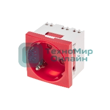 Розетка электрическая Rexant 45x45, CEE 7/4, 2K+3, 16A, красная