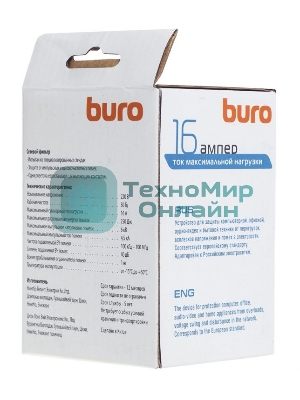 Сетевой фильтр Buro 100SH-Plus-W (1 розетка) белый, коробка