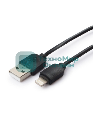 Кабель USB Гарнизон GCC-USB2-AP2-0.5M AM/Lightning, для iPhone5/6/7, IPod, IPad, 0.5м, черный, пакет