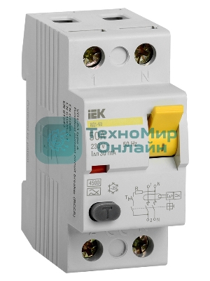Выключатель дифференциального тока (УЗО) IEK MDV10-2-050-030 ВД1-63 2Р 50А 30мА IEK