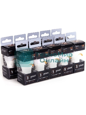 Лампа светодиодная Gauss 7Вт цок.: E27 шар 220B 3000K св. свеч. белый теп. (упак.: 10 шт)