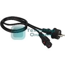 Шнур питания Lanmaster с блокировкой C13-Schuko прямая, 3х0.75, 220В, 10А, черный, 1 метр