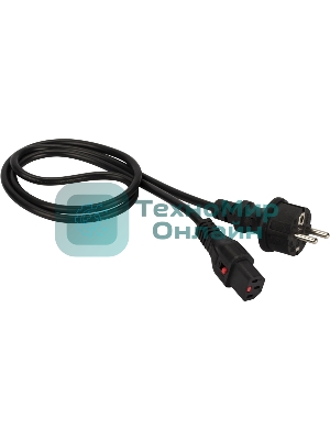 Шнур питания Lanmaster с блокировкой C13-Schuko прямая, 3х0.75, 220В, 10А, черный, 1 метр
