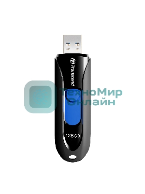 Флешка USB Transcend JetFlash 790 (TS128GJF790K), 128Gb, USB 3.0, R/W 90/40, черный/синий