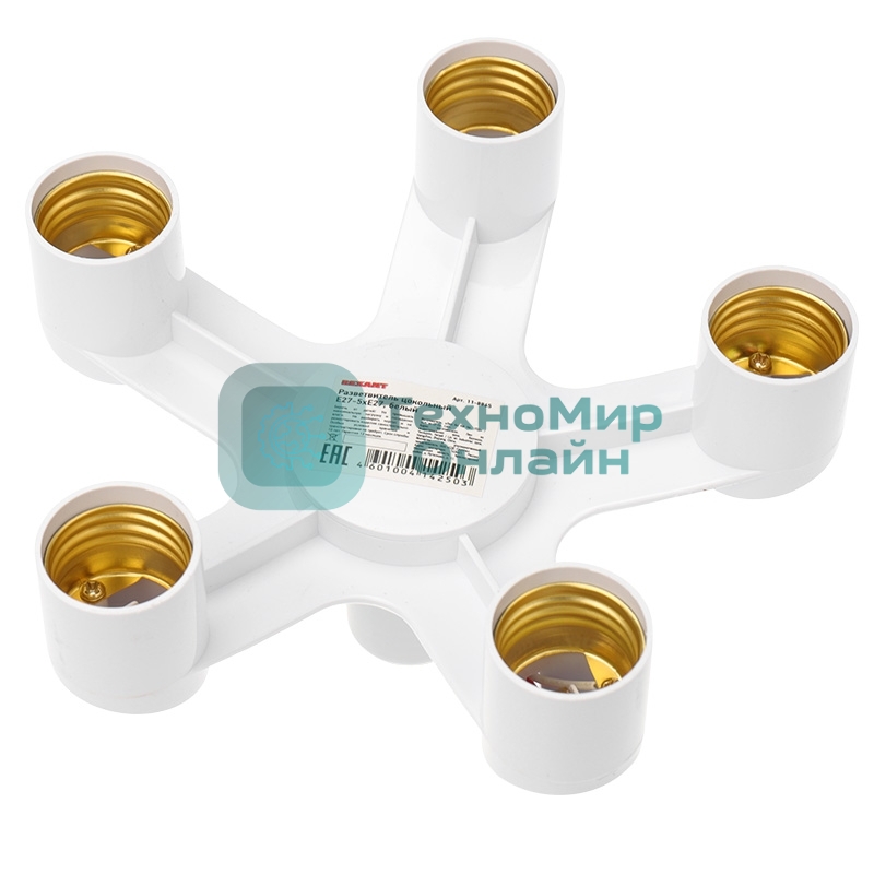 Разветвитель цокольный Rexant Е27-5хЕ27 белый