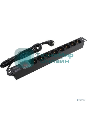 Блок розеток горизонтальный ExeGate ServerPro PDU-19H805 Al-8S-EU3-SW, 19