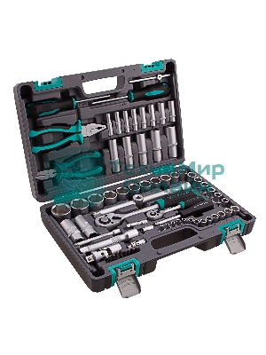 Набор инструментов Stels 141081/2'' 1/4'' CrV пластиковый кейс  69 предм.