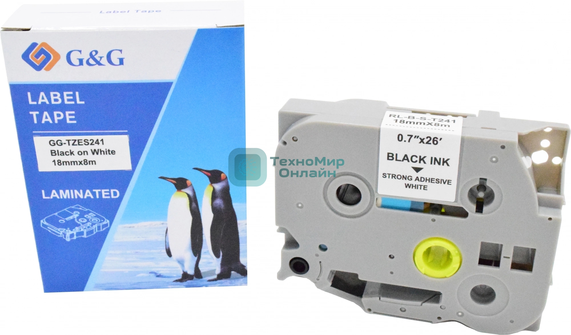 Картридж ленточный G&G GG-TZES241 черный на белом 18x8 для Brother 1230/1280/1280VP/2700VP