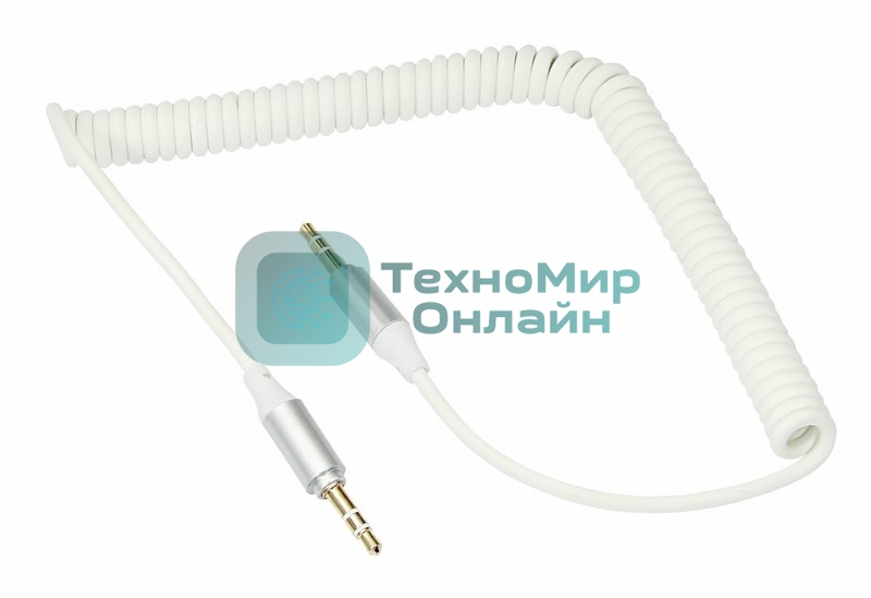 Аудиокабель AUX Rexant 3.5 мм шнур спираль 1 м белый