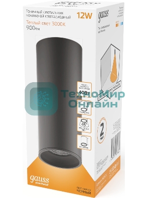 Светильник Gauss Overhead HD029 потолоч. 3000K цв.св.:белый теплый черный