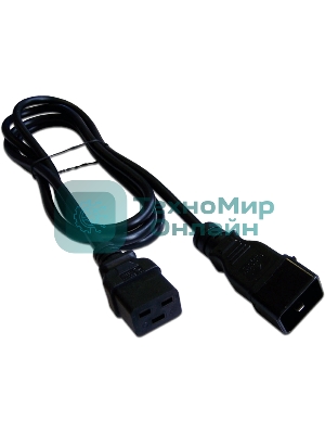 Шнур питания Lanmaster C19-C20, 3х1.5, 220В, 16А, черный, 1 м