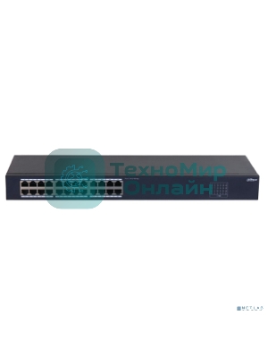 Коммутатор настраиваемый 24-портовый Dahua DH-SF1024 24xRJ45 100Mb, коммутация 4.8 Гбит/с, MAC-таблица 8К, металл