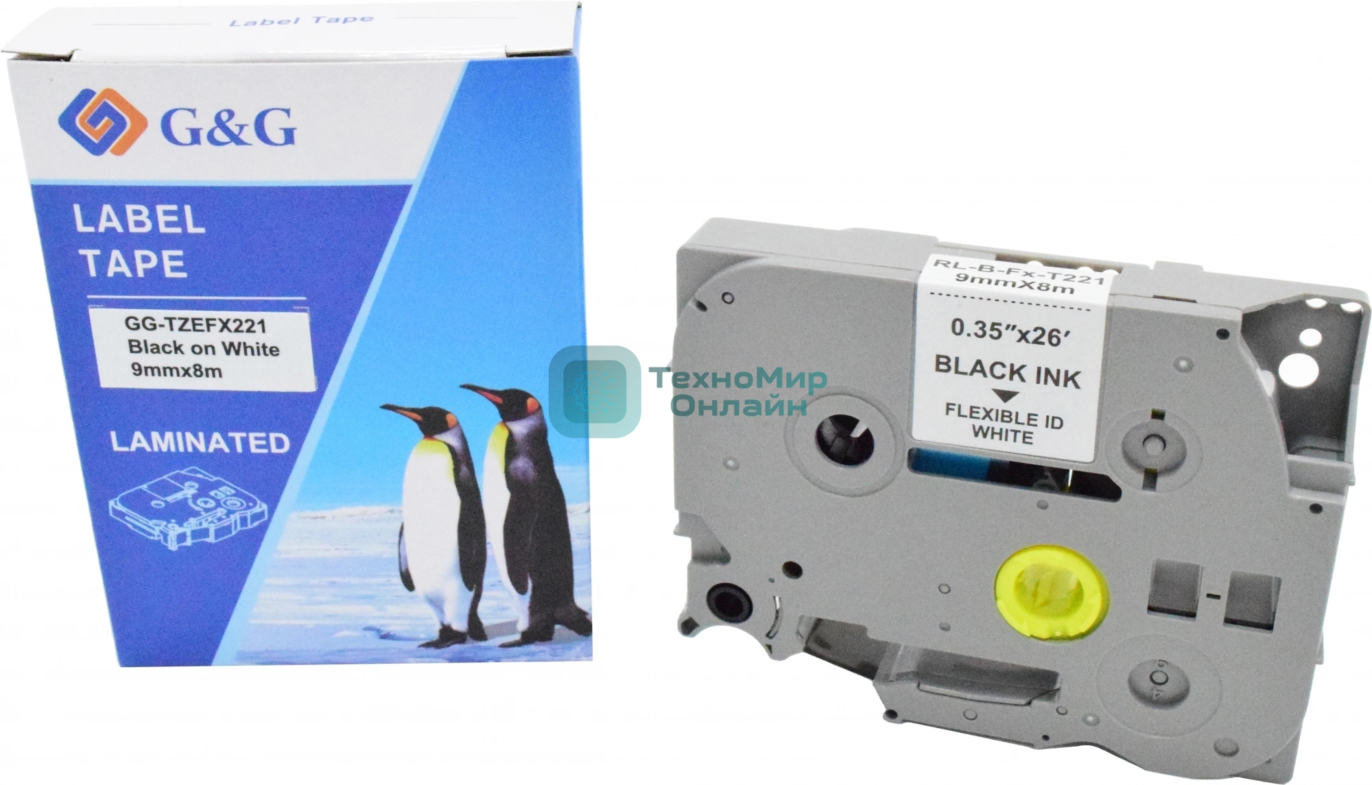 Картридж ленточный G&G GG-TZEFX221 черный на белом 9x8 для Brother 1010/1280/1280VP/2700VP