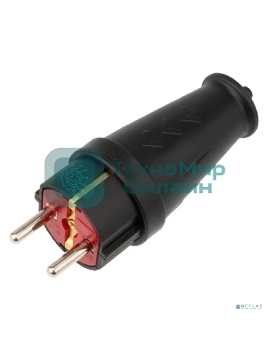 Вилка Rexant влагозащищенная прямая COMPACT, с/з, 16А, IP44 каучук, черная