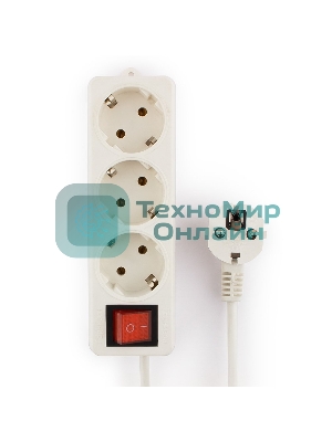 Сетевой фильтр Гарнизон EL-NB-G3-W-2, 3 евророзетки с выключателем и заземлением, допустимый ток 10А, длина 2м.