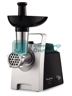 Мясорубка электрическая Moulinex ME108832 черный, 1400 Вт, 1.7 кг/мин, реверс, защита от перегрузки, насадки - 6