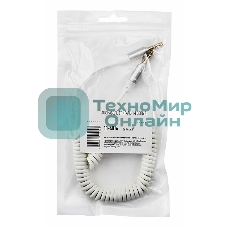 Аудиокабель AUX Rexant 3.5 мм шнур спираль 1 м белый