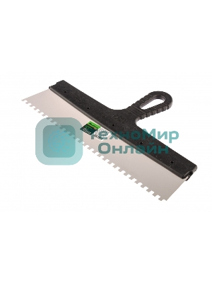 Шпатель из нержавеющей стали Сибртех 350 мм, зуб 6х6 мм, пластмассовая рукоятка