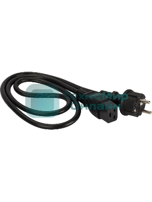 Шнур питания LANMASTER C19-Schuko прямая, 3х1.5, 220В, 16А, черный, 1 метр