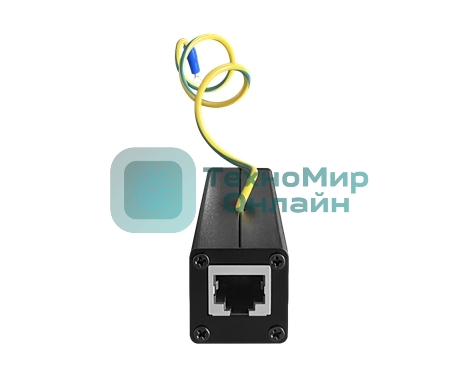 Устройство грозозащиты для локальной вычислительной сети (скорость до 1000 Мбит/с) с защитой линий PoE (af/at, методы A + B, контакты 1/2, 3/6, 4/5, 7/8). Двухступенчатая защита. Максимальное длительное рабочее напряжение (Uс) DC57V. Номинальный ток разряда (8/20 мкс, In) 2,5kA. Суммарный ток разряда (8/20 мкс, Itotal) 10kA. Время отклика 1нс. 1 вход (RJ45-мама), 1 выход (RJ45-мама). Монтаж на DIN-рейку. Размеры (ШхВхГ): 26x93,5x27мм. Рабочая температура: -40…+80°С.