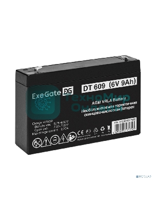 Аккумуляторная батарея ExeGate DT 609 (6V 9Ah, клеммы F2)
