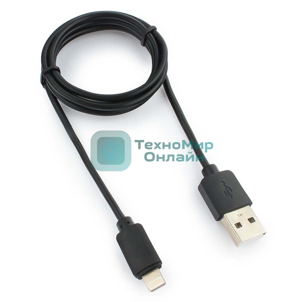 Кабель USB Гарнизон GCC-USB2-AP2-1M AM/Lightning, для iPhone5/6/7, IPod, IPad, 1м, черный, пакет