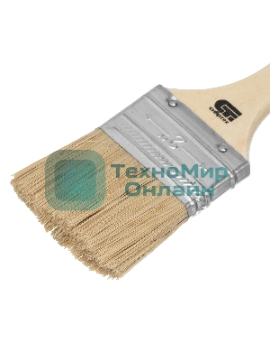 Кисть Сибртех плоская 50 мм, натуральная щетина, деревянная рукоятка