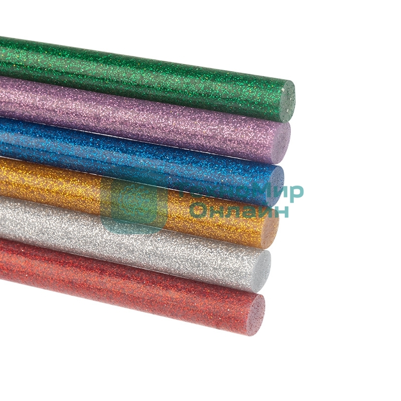 Клеевые стержни Rexant, Ø11 мм, 100 мм, цветные с блестками, 12 шт., блистер