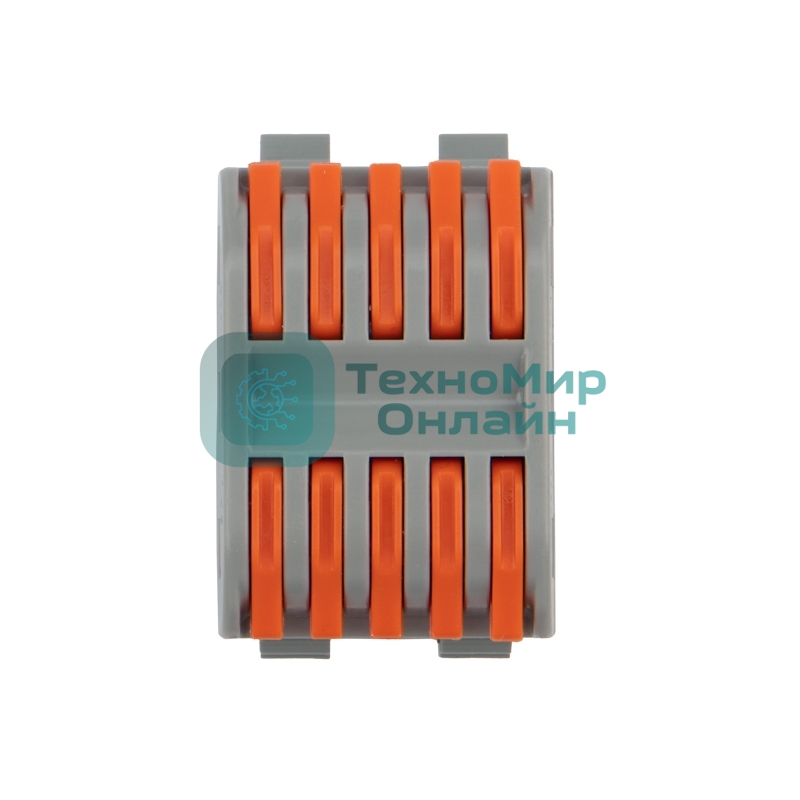 Клемма соединительная Rexant многоразовая проходная 5-полюсная, серая (0,08-4 мм²) с креплением на DIN-рейку (20 шт./уп.)
