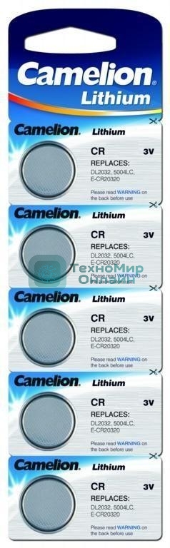 Элемент питания литиевый Camelion CR CR2032 BL-5 (блист.5шт)