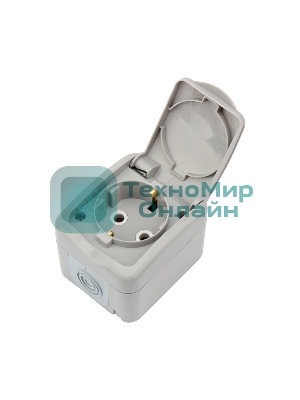 Розетка одноместная Kranz Mini OG IP54, с заземлением, о/у, серая