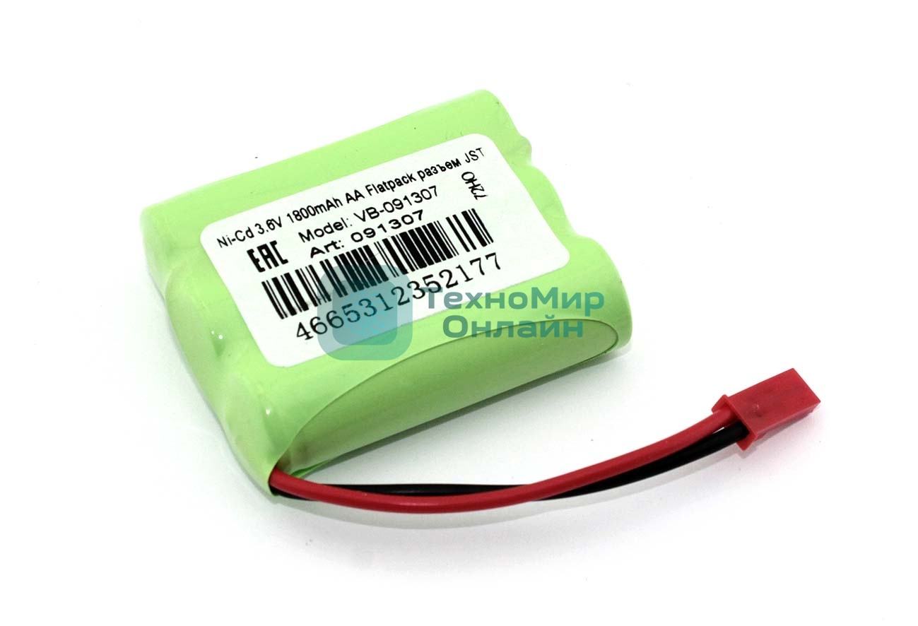 Портативный аккумулятор Ni-Cd 3.6V 1800mAh AA Flatpack разъем JST