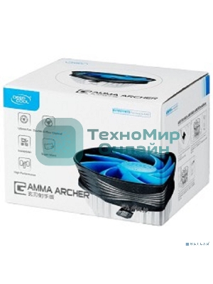 Кулер для процессора DEEPCOOL GAMMA ARCHER синий, 120 мм, алюминий, 1600 об/мин, 26.1 дБ, 3 pin, 95 Вт, 65.5 мм