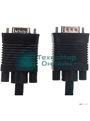 Кабель VGA Premium Cablexpert CC-PPVGA-15M-B, 15M/15M, 15м, черный, тройной экран, феррит.кольца, пакет