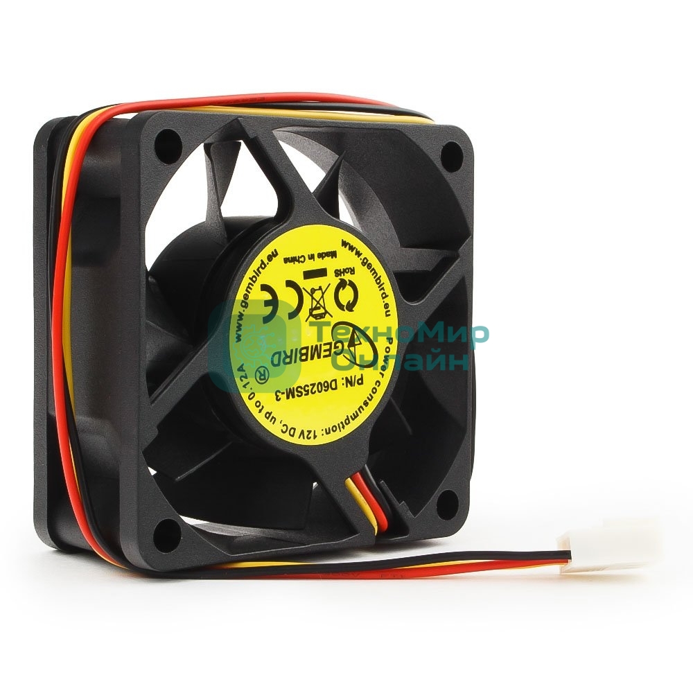 Вентилятор для корпуса Gembird черный, 60 мм, 4000 об/мин, 25 дБ, 3 pin