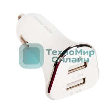 Автомобильная зарядка (от прикуривателя) 2USB 2.4A для Type-C More choice AC22a, белый
