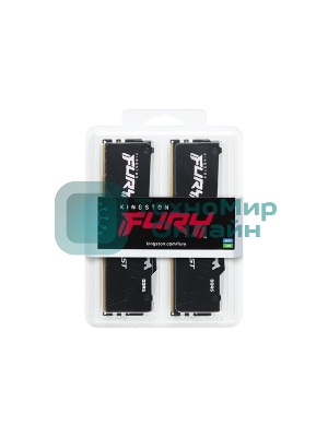Оперативная память Kingston Fury Beast, DDR5, 64Gb (2x32Gb), 5200MHz, CL40, DIMM, с радиатором, RGB, черный