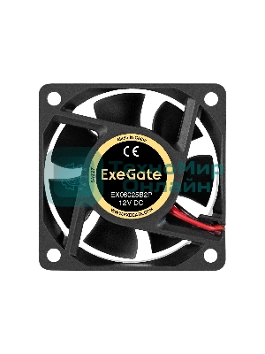 Вентилятор 12В DC ExeGate EX06025B2P (60x60x25 мм, 2-Ball (двойной шарикоподшипник), 2pin, 3500RPM, 24dBA)