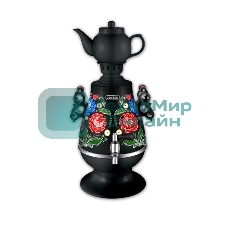 Самовар Centek СТ-0091 B (черный+рисунок), 4.0л, 2300 Вт, поддерж.t + LED индикатор, керам заварник