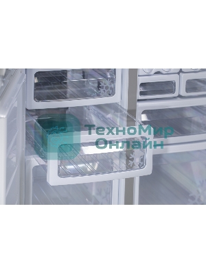 Холодильник Sharp SJGX98PWH белое стекло четырехкамерный 394/211л морозилка снизу, No Frost, Side by Side