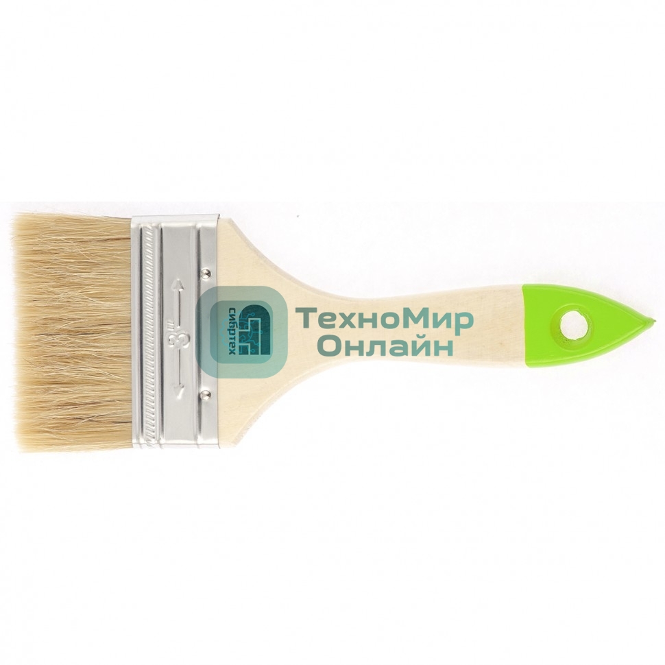Кисть плоская Сибртех 75 мм, натуральная щетина, деревянная рукоятка