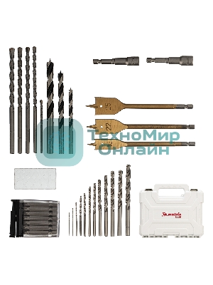 Набор сверл Matrix комб., мет. 1-6,5 мм, бет. 4-8 мм, дер. 4-10 мм, перк, бит. 20 шт, адап, гол. 2 шт, зенк, 50 пр.