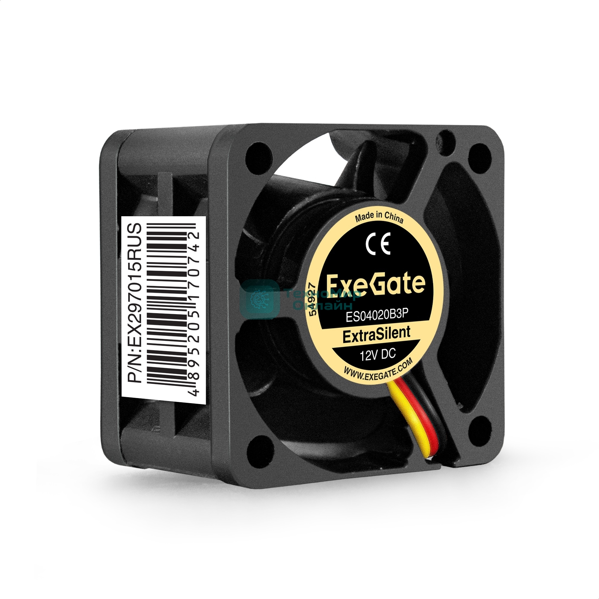 Вентилятор для корпуса ExeGate ExtraSilent ES04020B3P черный, 40 мм, 6300 об/мин, 28 дБ, 3 pin