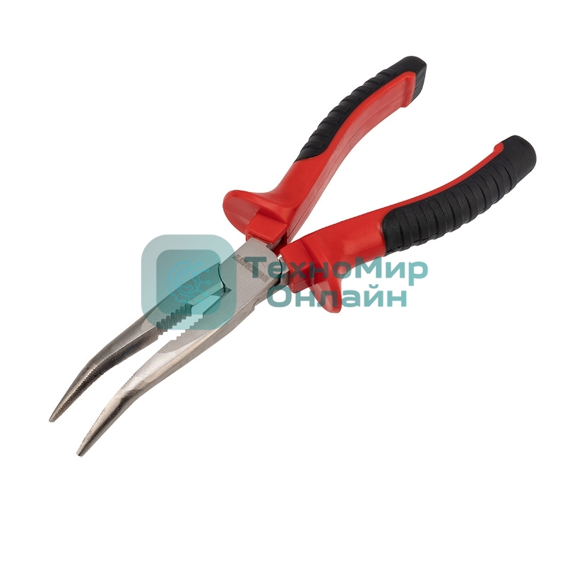 Тонкогубцы изогнутые Rexant 200 мм никелированные, двухкомпонентные рукоятки